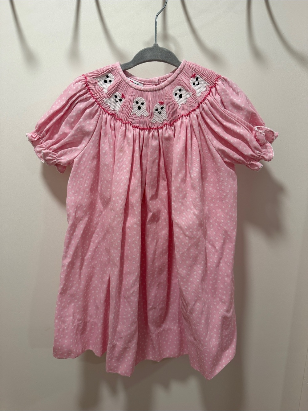 Ruth and Ralph Pink Smocked Ghost-Trim dress 2T